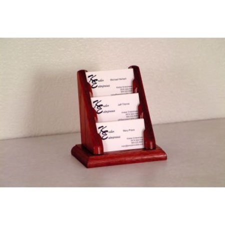 WOODEN MALLET 3 Pocket Counter Top Business Card Holder - Mahogany BCC1-3MH